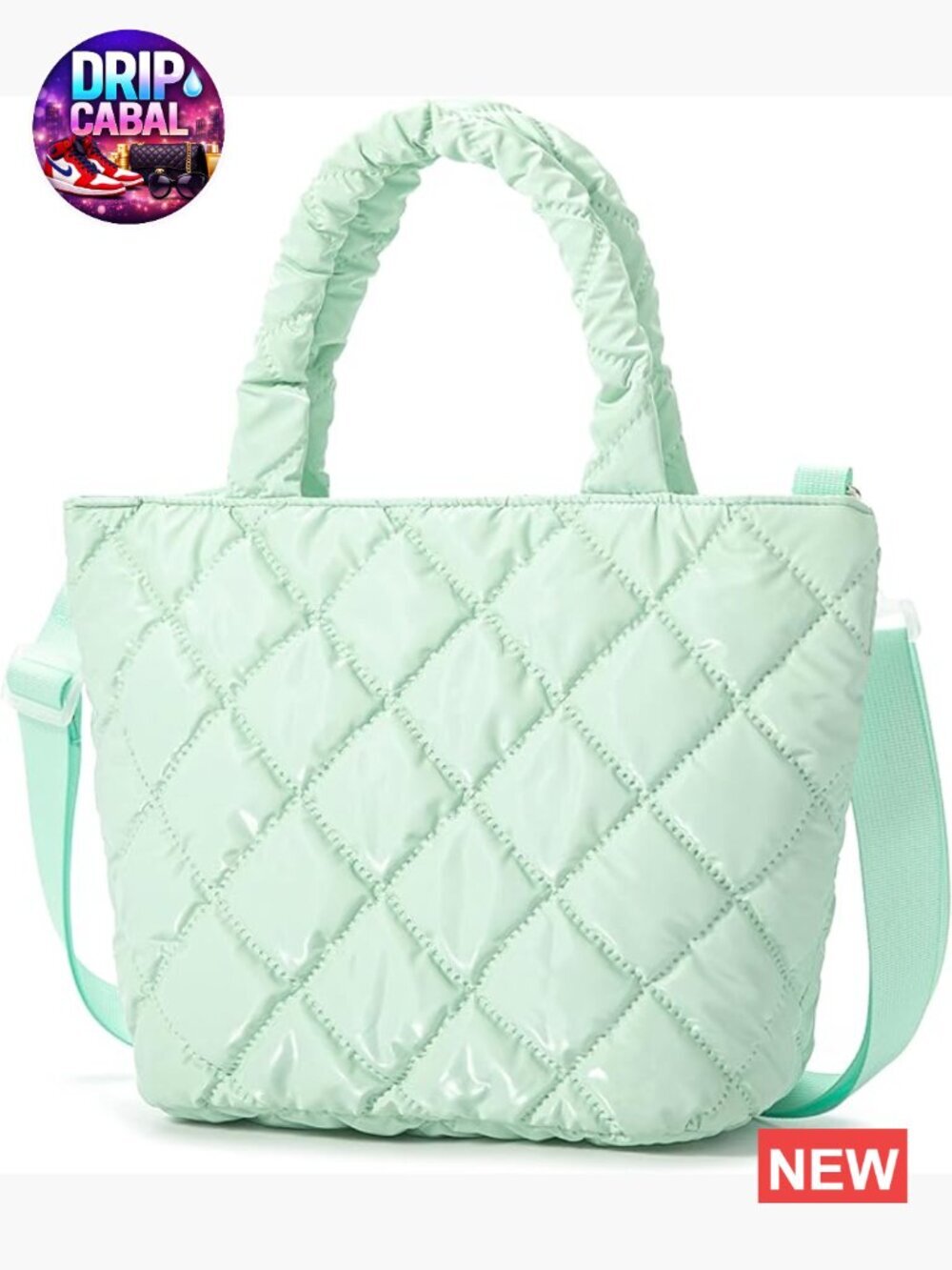Lightweight Quilted Puffy Tote Bag, Crossbody Handbag with Zipper